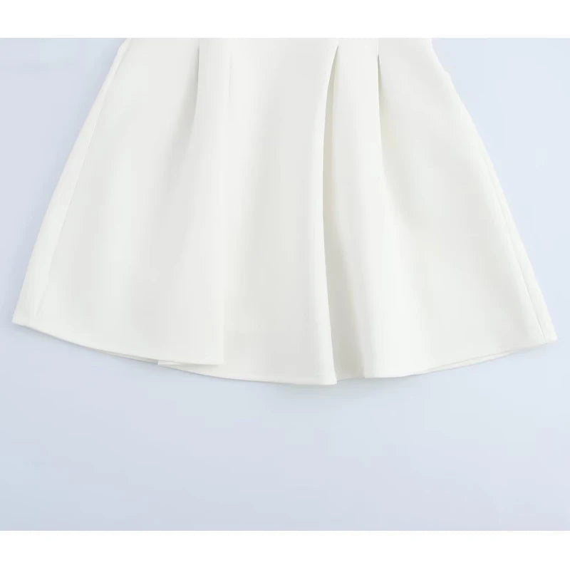 MUJER 2025 White Short Dresses for Women Polo Shirt Spring Mini Dress Woman Ribbed Short Sleeve Womens Dresses Elegant Vestidos