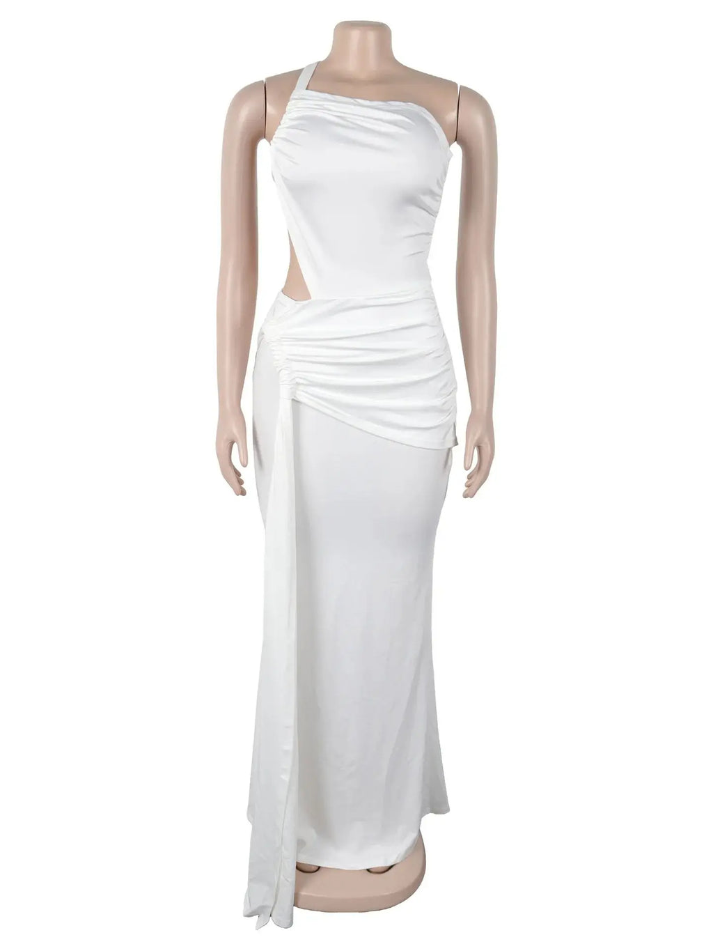 Beyprern Women's Cut-Out Ruched Maxi Dress Fashion Backless Long Straps Fitted Party Club Dresses Female Vestidos Night Clubwear