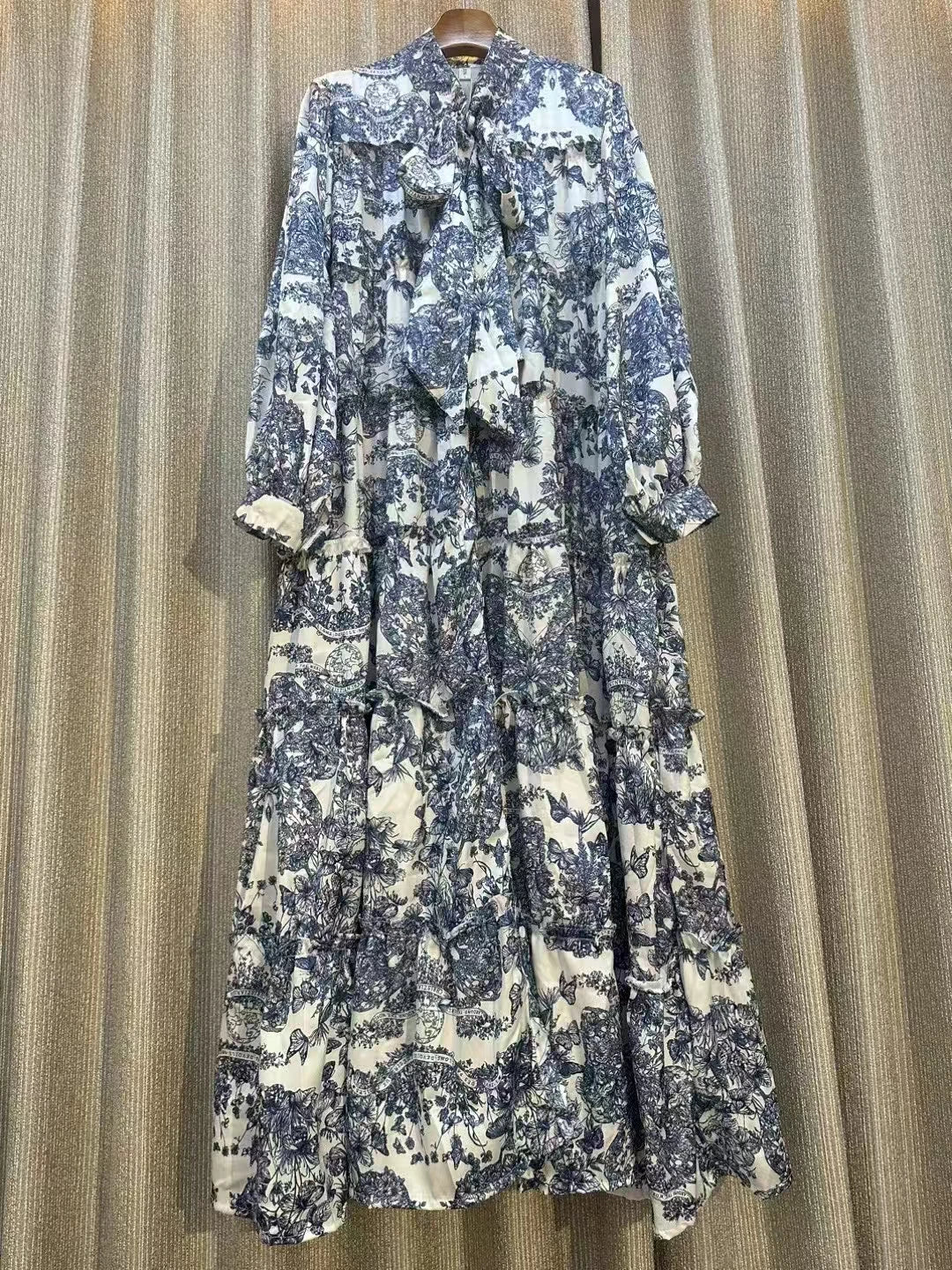 Women's Runway Fashion autumn Long Sleeve Casual Loose Print Dress Female High Waist Chic Party Office Lady Elegant A-line Dress