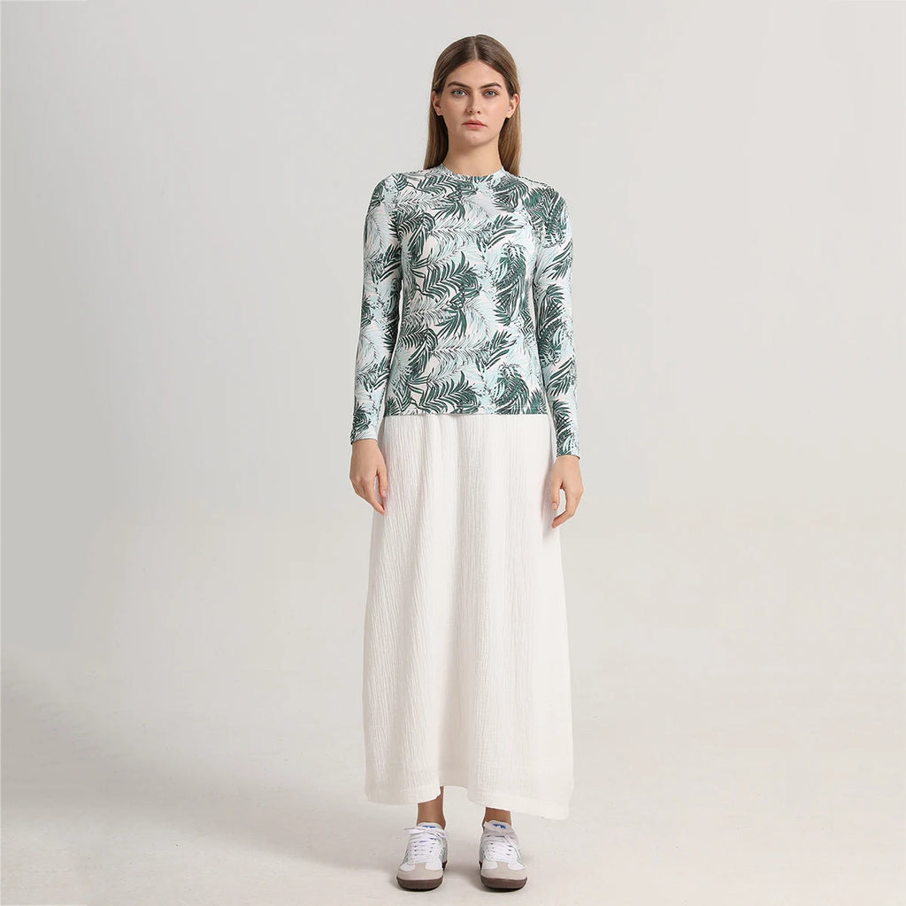 AP Printing Tee Stretchy  Modal Jersey Fabric 2024 Spring Summer Women Wrap T-shirt Can Matched White Muslin Strap Dress
