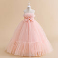 Fluffy White Girls Bridemaid Dress Christmas Bow Tulle Wedding Princess Kids Party Dresses for Girl Pageant First Communion Gown
