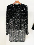 HIGH STREET Newest Fashion 2026 Designer Women's Long Sleeve Luxurious Sequined Crystal Beaded Velvet Mini Dress