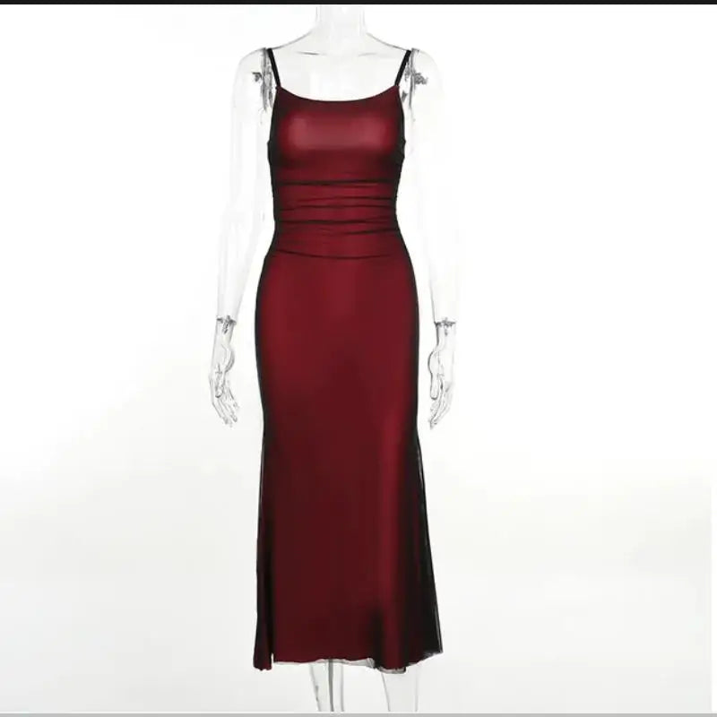 Sexy High Waist Skinny Sling Dresses for Summer Women's Dress 2026 NEW Mesh Strapless Sleeveless Solid maxi Dress for ladies