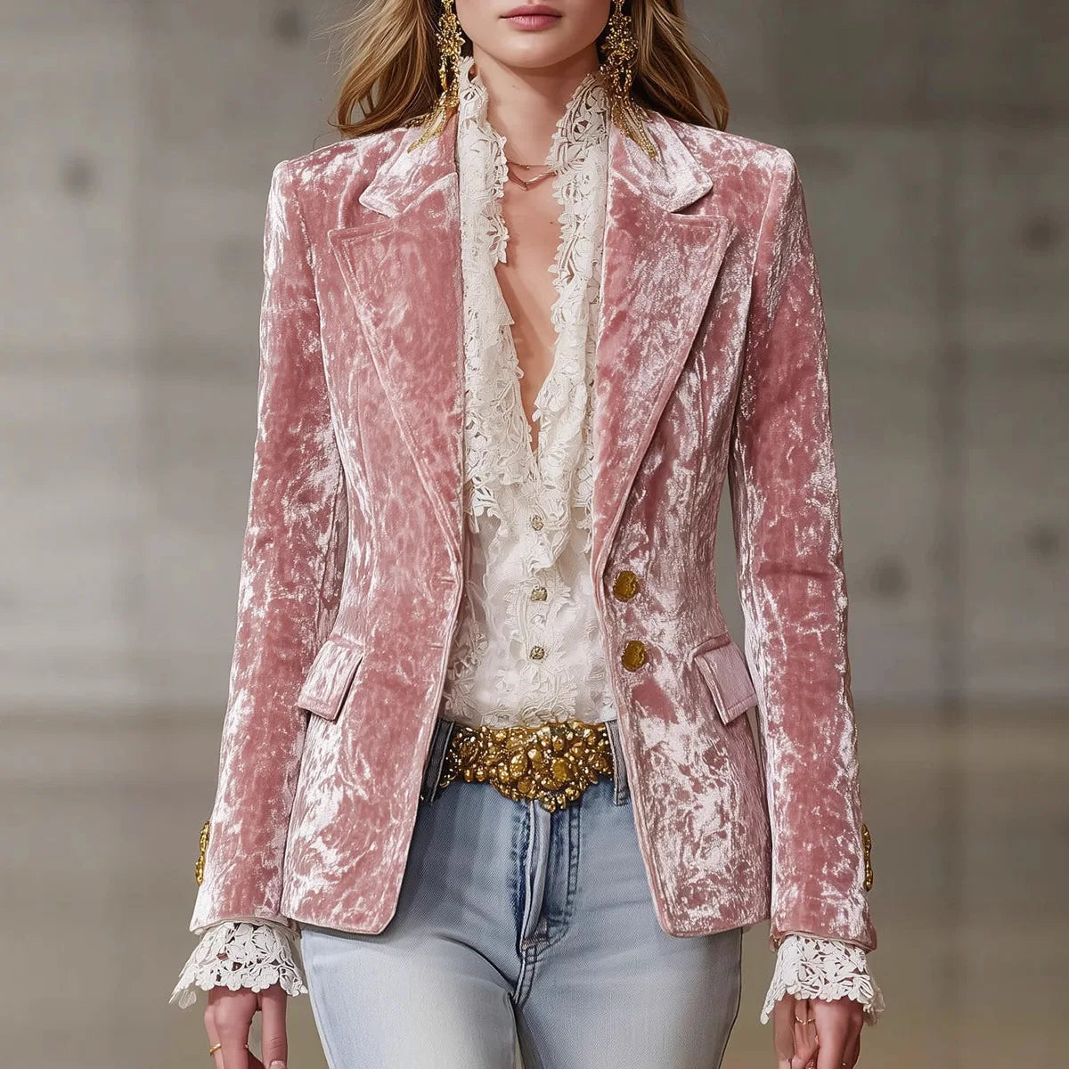 2025 New Autumn and Winter Long Sleeve Slim Fit Blazer Women's Fashion Casual Lapel Pink Jacket Coat Women's Pocket Trendy Coat