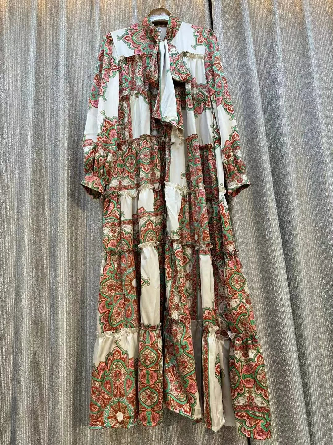 Women's Runway Fashion autumn Long Sleeve Casual Loose Print Dress Female High Waist Chic Party Office Lady Elegant A-line Dress