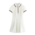 MUJER 2025 White Short Dresses for Women Polo Shirt Spring Mini Dress Woman Ribbed Short Sleeve Womens Dresses Elegant Vestidos