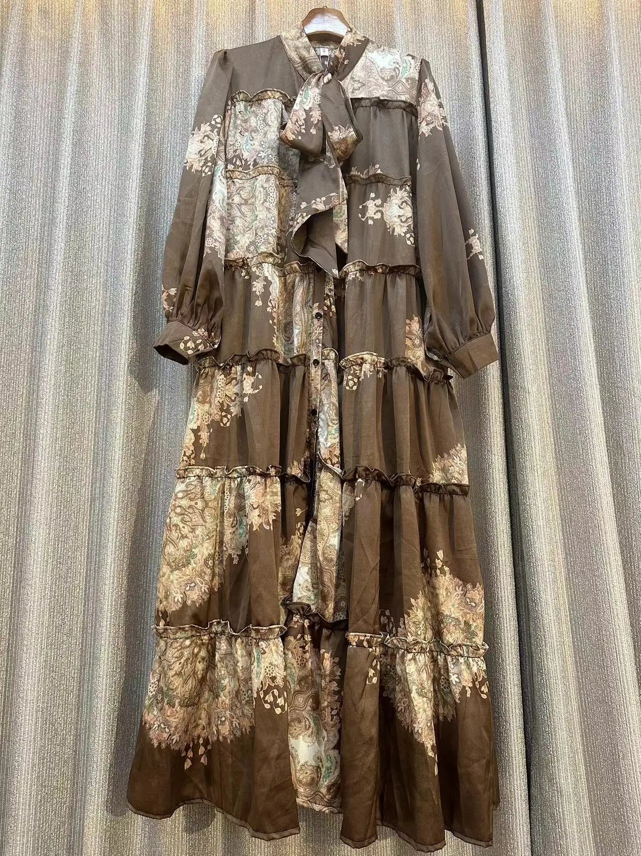 Women's Runway Fashion autumn Long Sleeve Casual Loose Print Dress Female High Waist Chic Party Office Lady Elegant A-line Dress