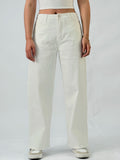 Milky White Trendy Women's Jeans, Suitable For All Seasons, Versatile And Casual. Features Delicate Butterfly Knot Embroidery.