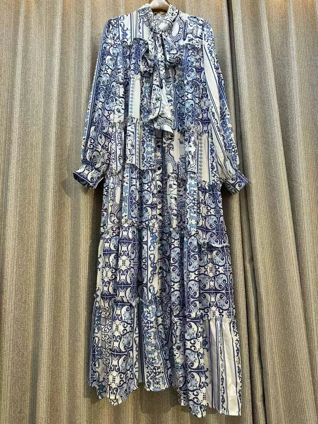 Women's Runway Fashion autumn Long Sleeve Casual Loose Print Dress Female High Waist Chic Party Office Lady Elegant A-line Dress