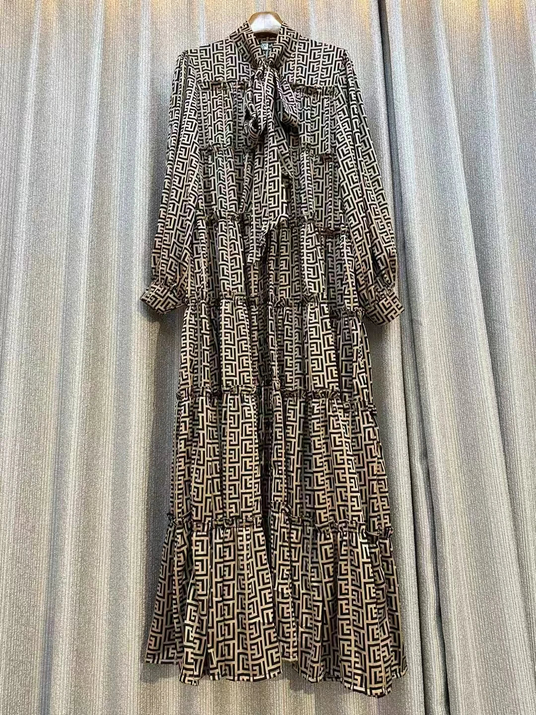 Women's Runway Fashion autumn Long Sleeve Casual Loose Print Dress Female High Waist Chic Party Office Lady Elegant A-line Dress