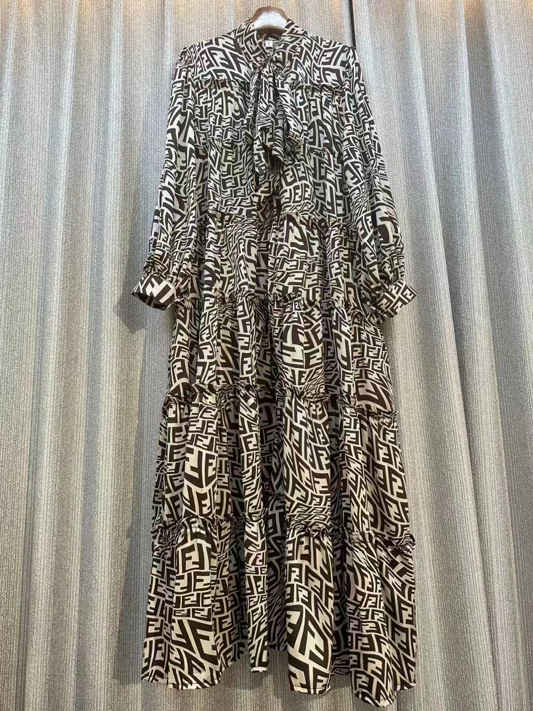 Women's Runway Fashion autumn Long Sleeve Casual Loose Print Dress Female High Waist Chic Party Office Lady Elegant A-line Dress