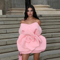 Cute Pink Floral Mini Dress Handmade Tiered Flower Unique Formal Party Dresses Event Gala Gown Party Night Dress Birthday Dress