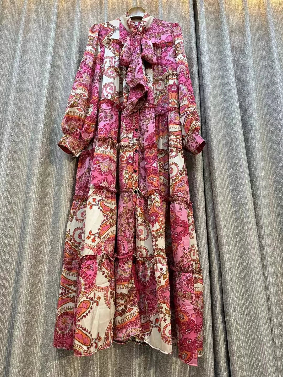 Women's Runway Fashion autumn Long Sleeve Casual Loose Print Dress Female High Waist Chic Party Office Lady Elegant A-line Dress